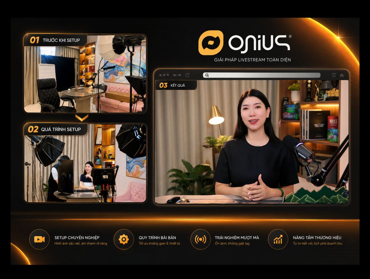 Trước và sau setup livestream — khách hàng Phương Anh